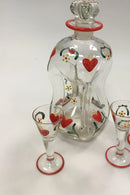 Holmegaard Klukflaske med 4 tilhørende snapseglas