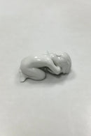 Bing og Grøndahl Blanc de Chine Figur med guld af Havbarn med Konkylie No. 2315