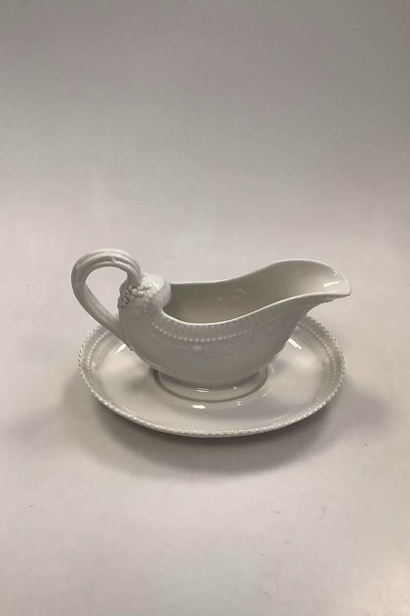 Royal Copenhagen White Flora Danica Pearl Pattern  Gravy Bowl No 3556 Measures 23 cm x 15 cm (9 1/16" x 5 29/32") Marked as second sorting