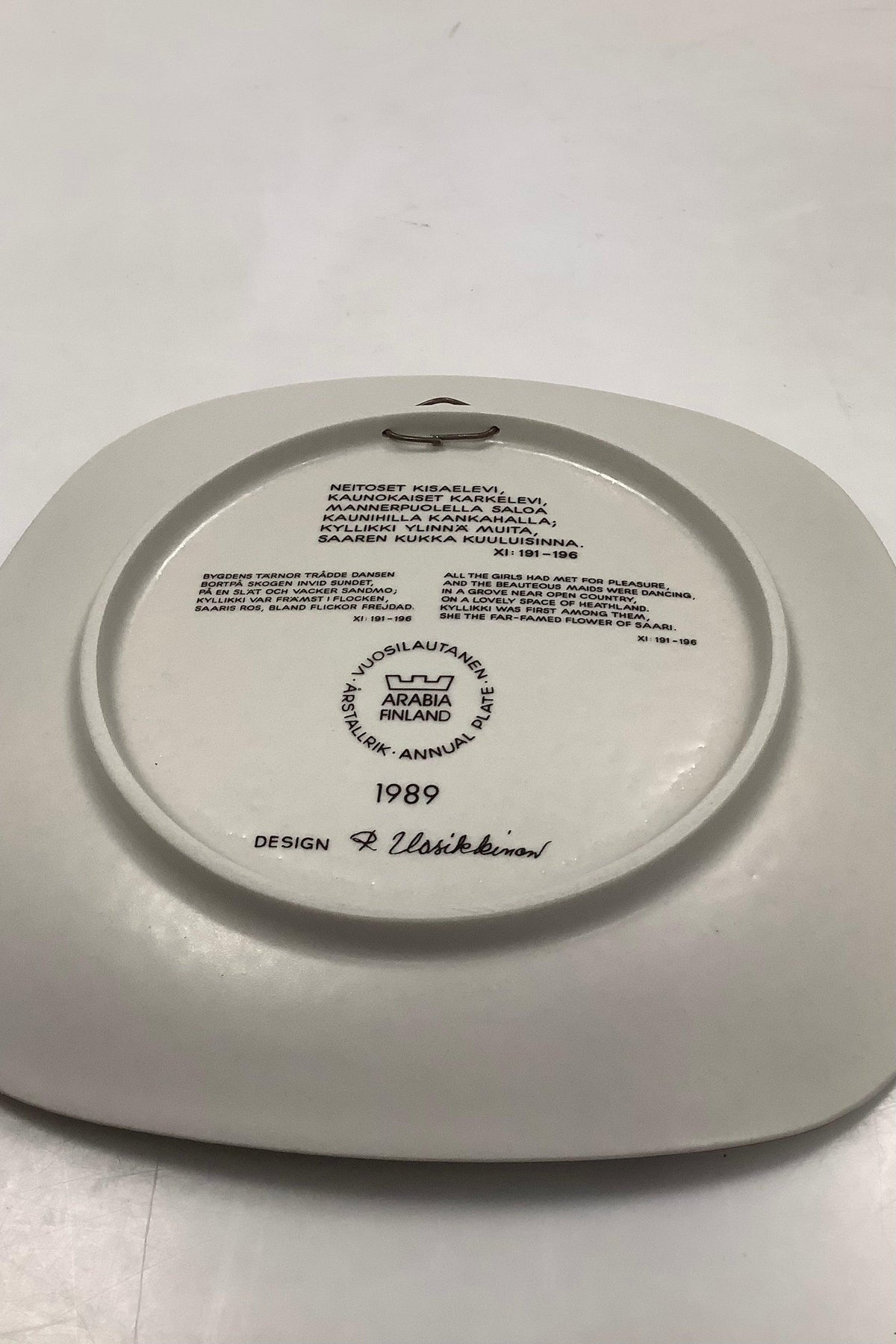 Arabia Finland Kalevala Annual Plate 1989