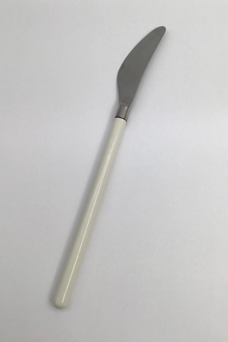 Hans Hansen Amalie Spisekniv i Sølvplet med Hvid Emalje Håndtag