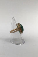 18K Guld Ring med Grøn Agat