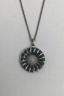 Georg Jensen Sterling Sølv Marguerit Vedhæng Olivengrøn