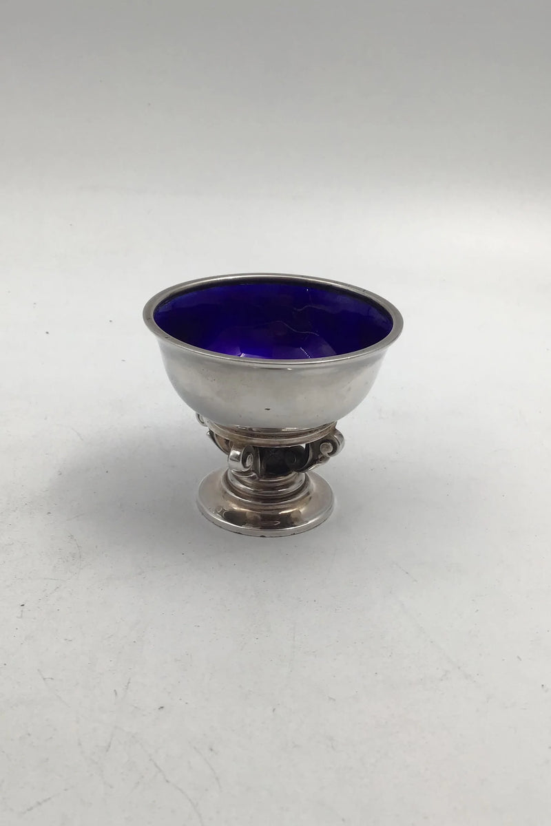 Georg Jensen Sterling Sølv Konge Saltkar No. 741 (Blå emalje)