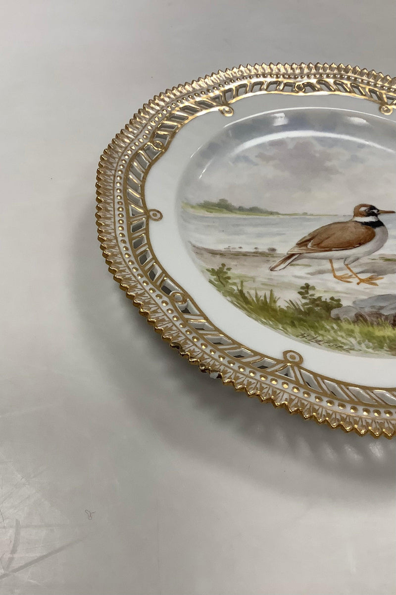 Royal Copenhagen Flora Danica Fugle Frokosttallerken No 20/3554 med gennembrudt kant.