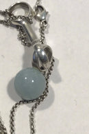 Georg Jensen Sterling Sølv Sphere Halskæde med vedhæng med lyseblå sten