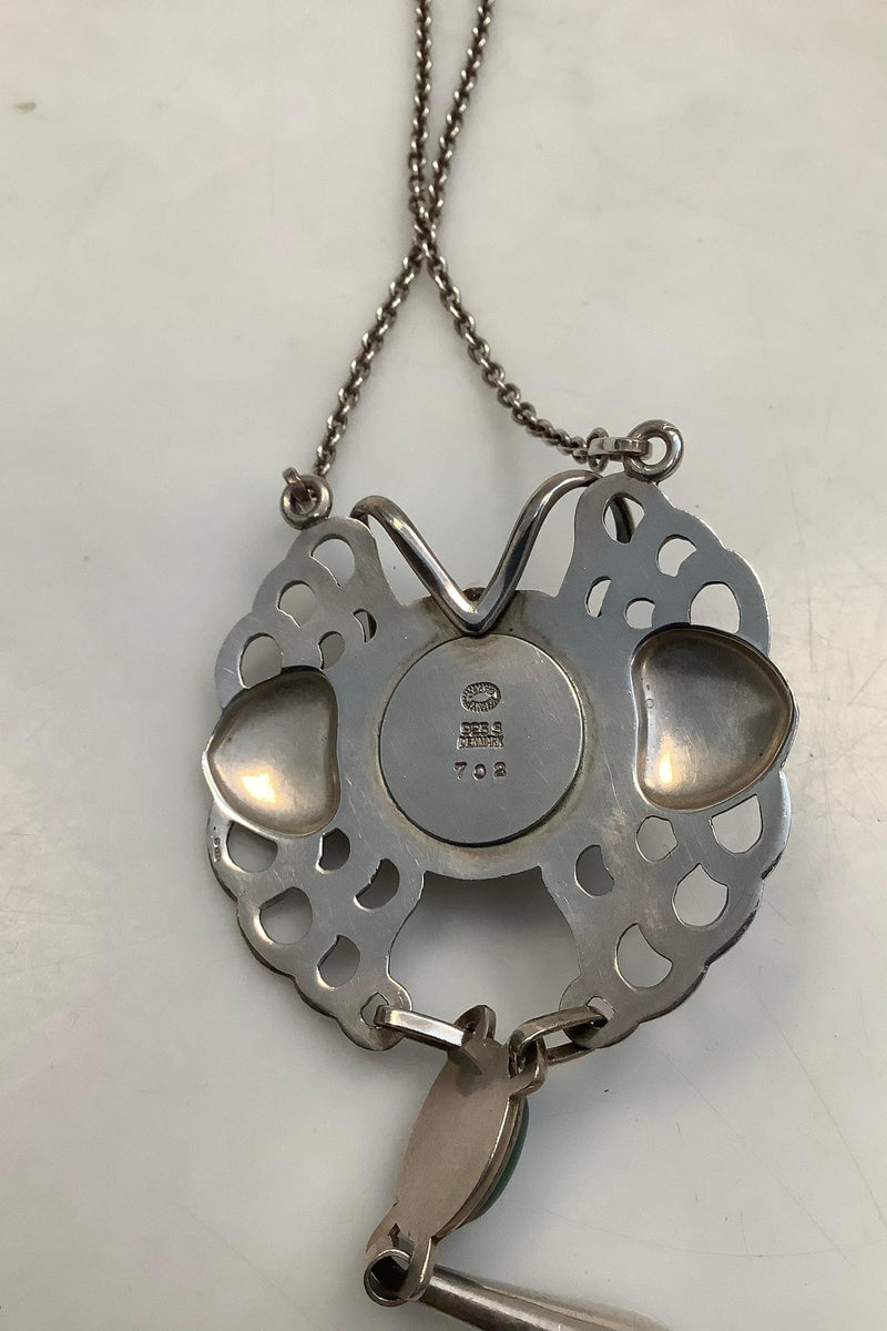 Georg Jensen Sterling Sølv Vedhæng med Grønne Sten No 702
