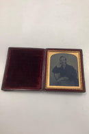 Antique Daguerreotype Photograph of man in box