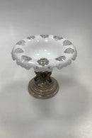 Antik Glas opsats med sølv bund i klar og hvidt glas