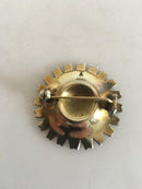 Anton Michelsen Forgyldt Sølv Margueritte Broche med Blå Emalje.