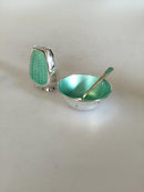 Anton Michelsen Salt & Pebersæt i Sterling Sølv med grøn emalje