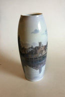 Bing & Grondahl Unika Vase by Elias Pedersen with harbour motif
