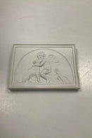 Bing and Grondahl Biscuit Plate Cupid caresses the faithful dog No 72