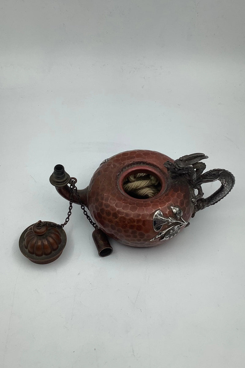 Gorham Mixet Metal Sølv / Kobber Olie Lampe Art Nouveau