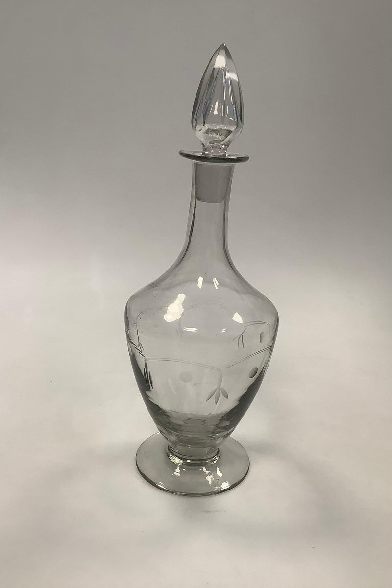 Dansk / Holmegaard Glas Karaffel med slibning