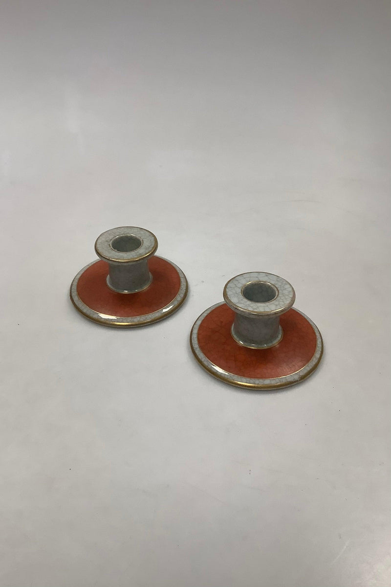 Par Lyngby Porcelæn Danmark Lysestager i rød krakele No 3024