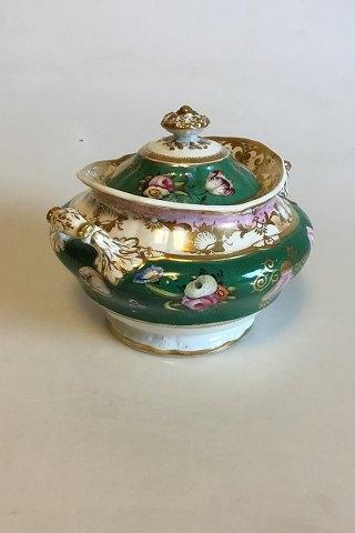Engelsk Porcelæns sukkerskål med guld og blomster