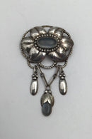 Evald Nielsen Art Nouveau Sølv Broche (Månesten)
