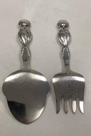 Georg Jensen Sølv Ornamental Fiske Serveringsgaffel og spade  No 55