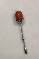 Zigarettenspitze in Silber mit bernsteinfarbener Perle