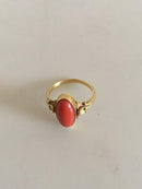 Georg Jensen 18K Gold Ring Nr. 243 mit korallenfarbenem Stein