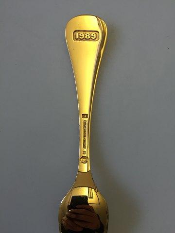 Georg Jensen Årsgaffel 1989 Forgyldt Sterling Sølv med emalje