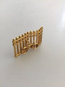 Georg Jensen vergoldete Messingbrosche Nr. 252 mit Zaun und Fahrrad