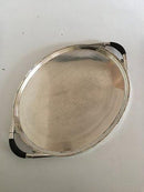 Georg Jensen 椭圆形纯银服务盘，编号251C，带木柄。