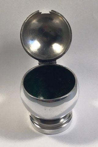 Georg Jensen ピラミッド型スターリングシルバー製マスタードジャー（グリーンエナメル） No 632