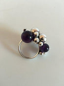 Georg Jensen Ring Oxidised Silver with Amethyst Stone.