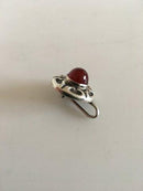 Georg Jensen Silver Brooch No 5 with Red Stone&