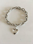 Georg Jensen Sterling Sølv Armbånd med Hjertevedhæng