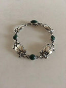 Georg Jensen Sterling Silver Bracelet No 11 with Green Stones