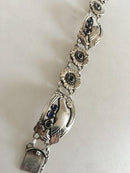 ジョージ ジェンセン スターリング シルバー ブレスレット No 23 鳥と10個のシンセティック サファイヤ付き