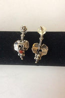 Georg Jensen Sterling Silber Jahr Ohrring von 1996 mit rotem Stein