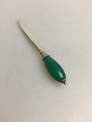 Georg Jensen Sterling Silver Letter Opener with Green Agate No 202