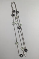 Georg Jensen Sterling Sølv Forgyldt Daisy Halskæde Sort / Hvid Emalje