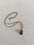 Georg Jensen Sterling Silver Chain and Penendant No 56 with Green Agat