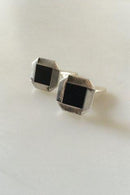 Georg Jensen Sterling Silver Cuff Links with Black Onyx No 202