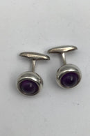 Georg Jensen Sterling Sølv Manchetknapper No 473 Sphere Ametyst