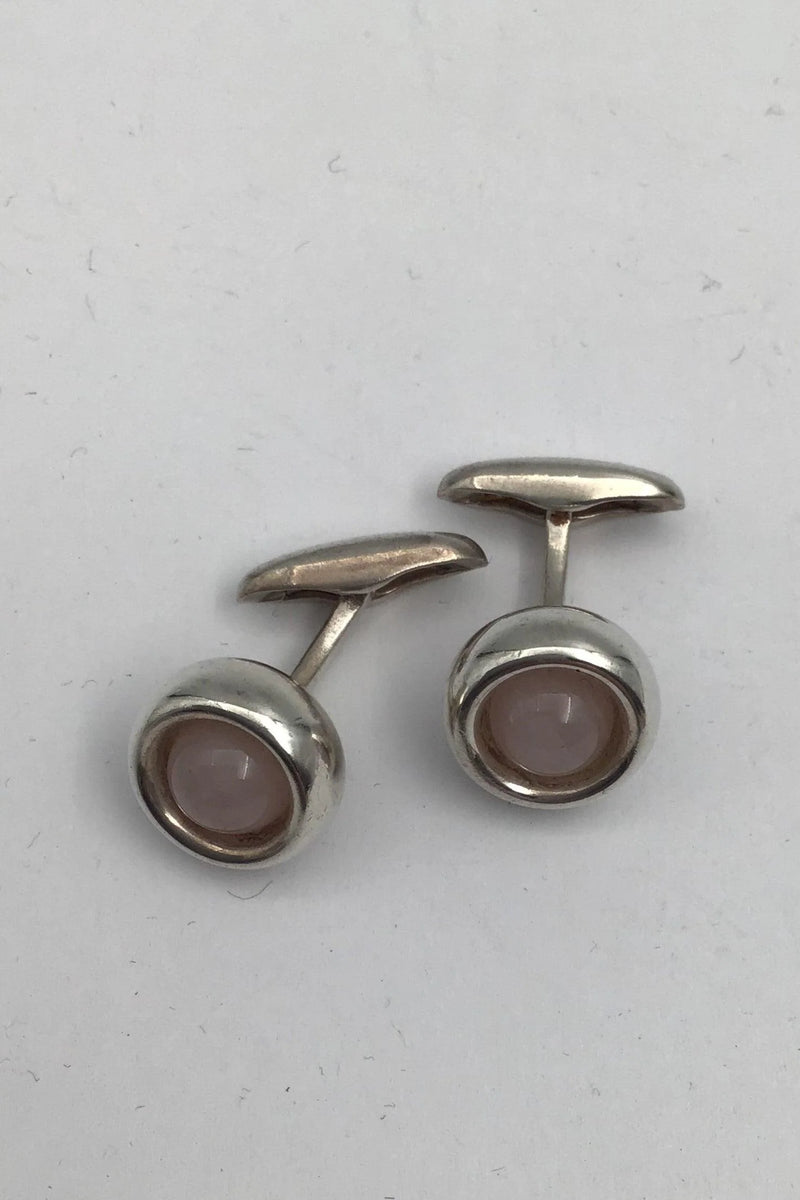 Georg Jensen Sterling Sølv Manchetknapper No 473 Sphere Rosa Quartz