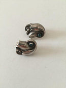 Georg Jensen Sterling Silver Earring with Green Stone No 100A