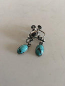 Georg Jensen Sterling Silver Earrings No 17 with Turquoises
