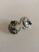 ジョージ ジェンセン スターリング シルバー イヤリング No 66 シンセティック サファイア