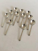 Georg Jensen Sterling Sølv Pyramide Sæt af 11 x Bouillon Skeer med Tidlige GJ Vintage Stempler