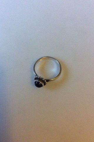 Georg Jensen Sterling Silver Ring 9B Moonlight Blossom with Purple Sto