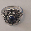 Georg Jensen Sterling Sølv Ring med cabochonslebet synt. blå safir No 39