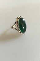 Georg Jensen Sterling Silver Ring No 19 with Clear Green Agate