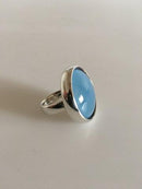 Georg Jensen纯银戒指No 466配蓝色石英