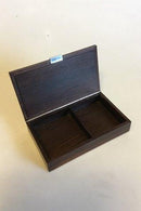 Hans Hansen Palisanderæske med to rum og hængslet låg med sølvindlæg